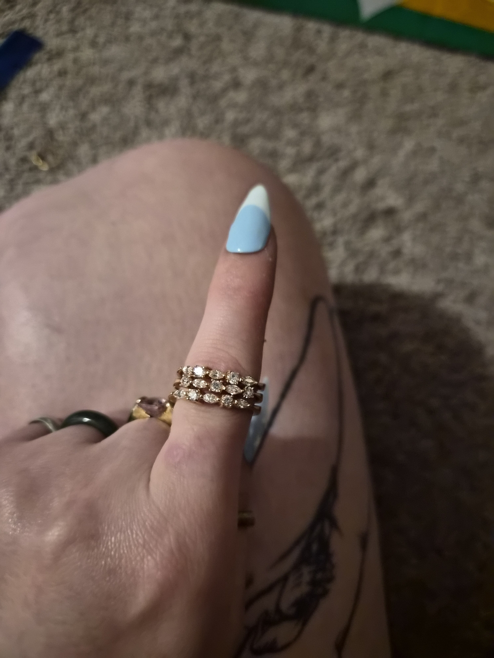Gold-Tone Triple Row Crystal Stackable Ring - Women's Jewelry
